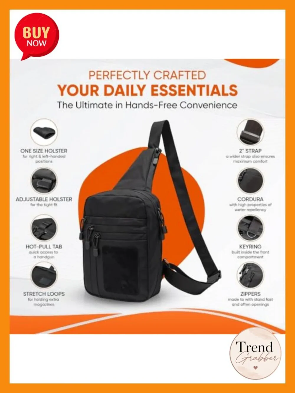 Tactical Sling Bag EDC CCW Pack with Holster